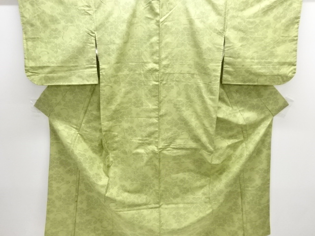 JAPANESE KIMONO / ANTIQUE KIMONO / SILK / TSUMUGI / WOVEN FLORAL ARABESQUE